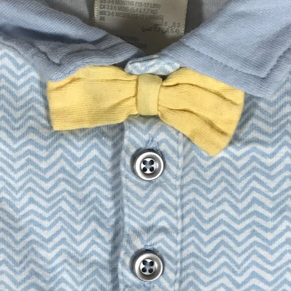 First Impressions Baby 3-6M Blue White Zig Zag Pattern Short Sleeve One Piece - Picture 4 of 8